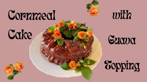 birthday cake decorated with natural mini roses, made with cornmeal and guava